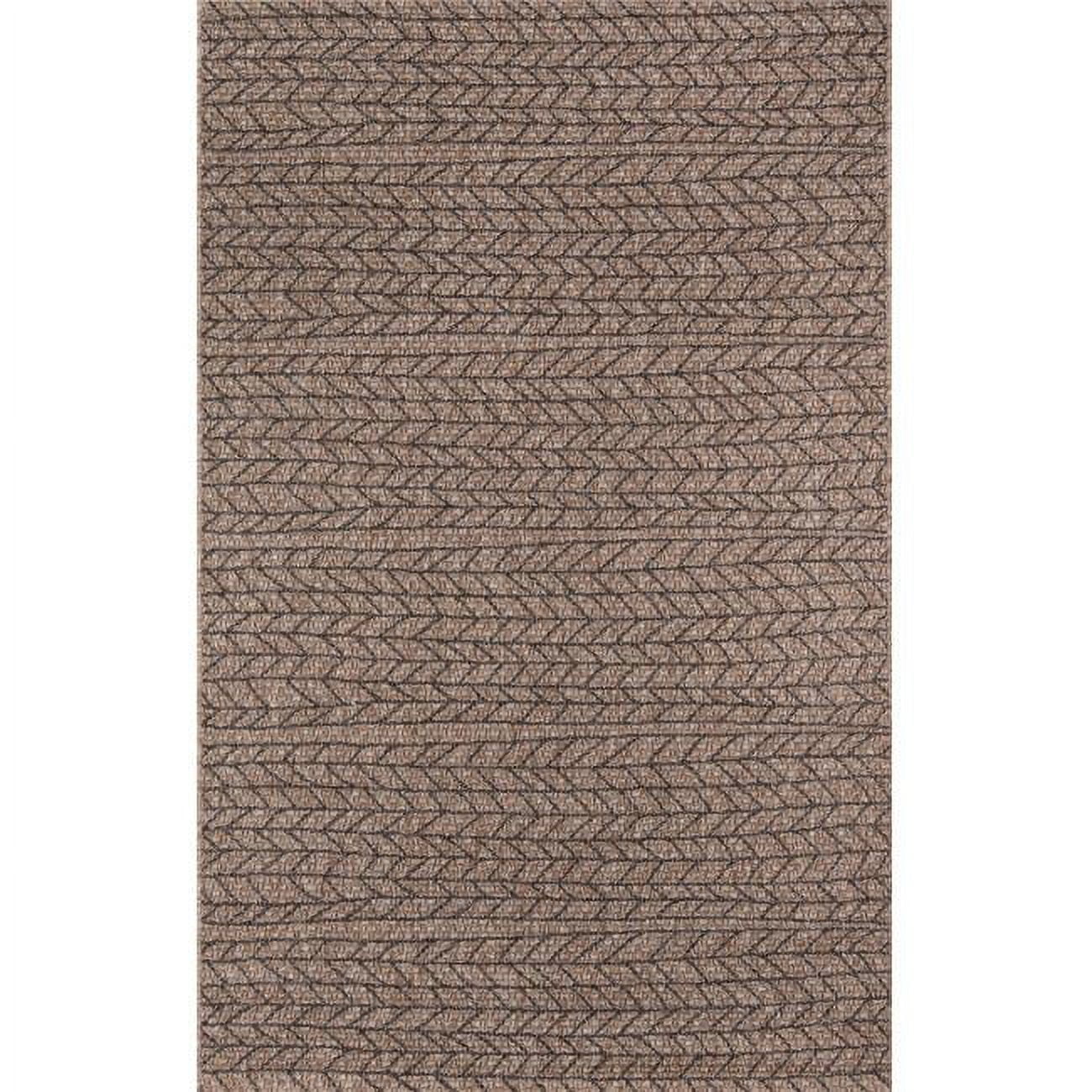 Tan and Black Geometric Braided Synthetic Indoor/Outdoor Rug