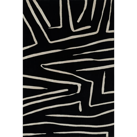 Momeni Contemporary Rectangle Area Rug, Black, 2' X 3'