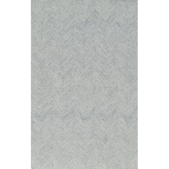 Momeni Charles Hand Tufted Wool Zig Zag Blue Area Rug 5' X 8'