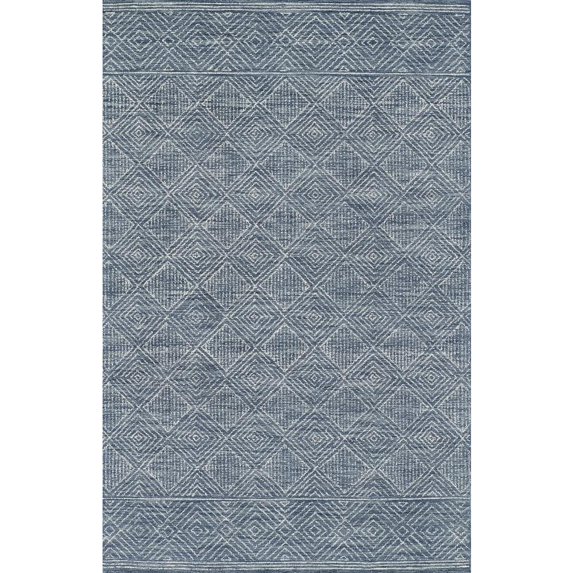 Momeni Mallorca Hand Hooked Wool Geometric Denim Area Rug 3'6" X 5'6"