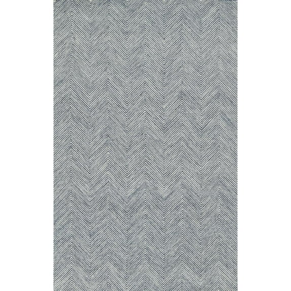 Momeni Charles Hand Tufted Wool Zig Zag Denim Area Rug 9' X 12'