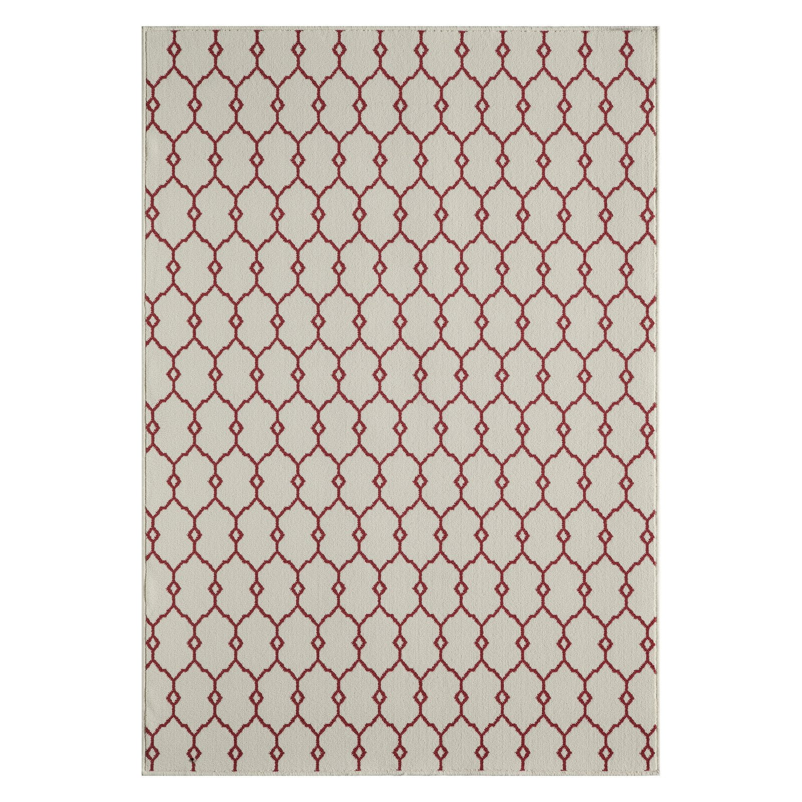 Elegant Ivory Trellis Synthetic Indoor/Outdoor Area Rug, 1'8"x3'7"