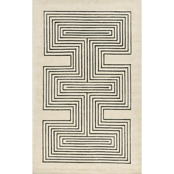 Momeni Contemporary Rectangle Area Rug, White, 9' X 12'