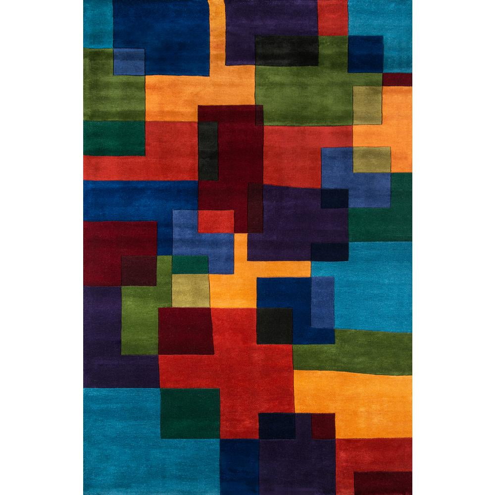 Contemporary Hand-Tufted Blue Wool Round Area Rug, 69" Diameter