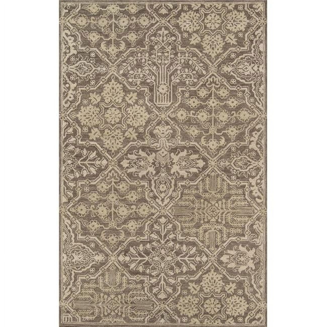 Handmade Moroccan-Inspired Tufted Brown Wool Rectangular Rug