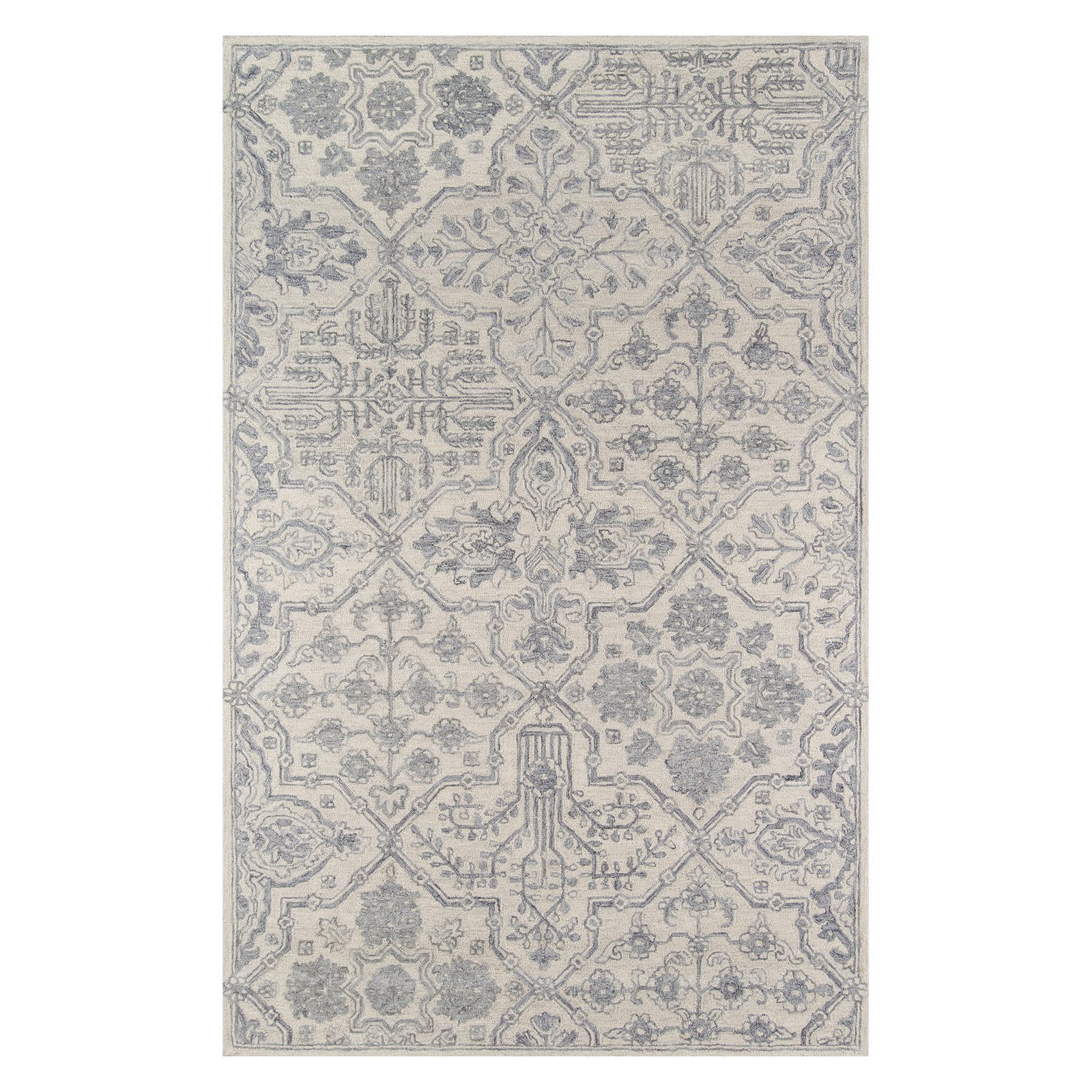 Regal Arabesque 24" Hand-Tufted Grey Wool Rectangular Rug