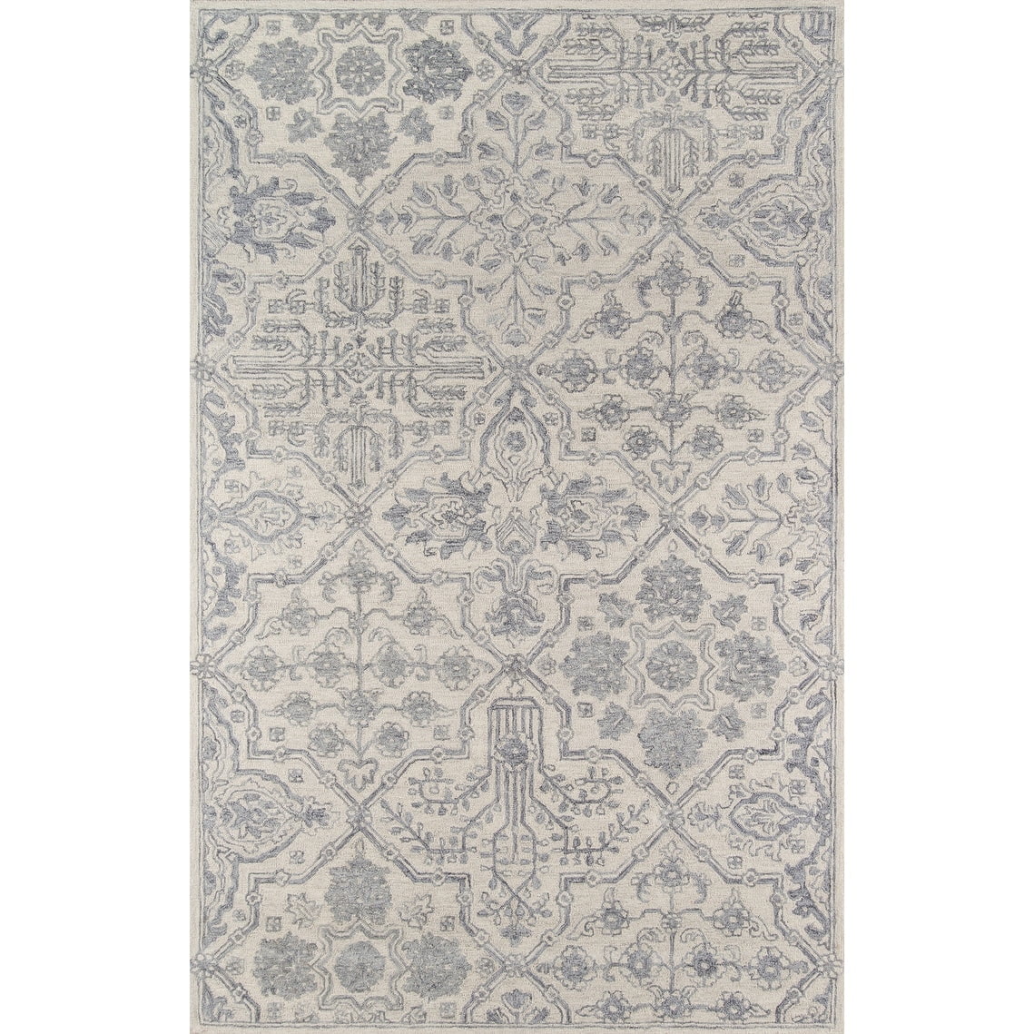 Regal Arabesque 24" Hand-Tufted Grey Wool Rectangular Rug
