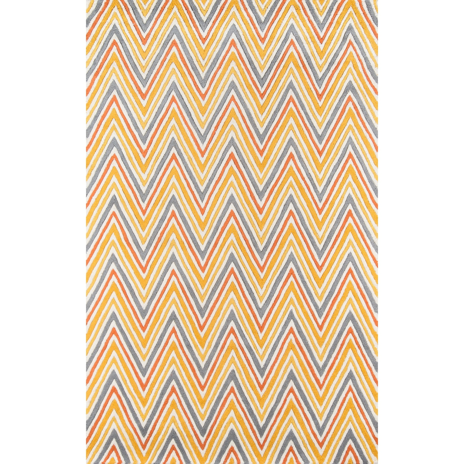 Handmade Red and Yellow Zigzag Wool Area Rug