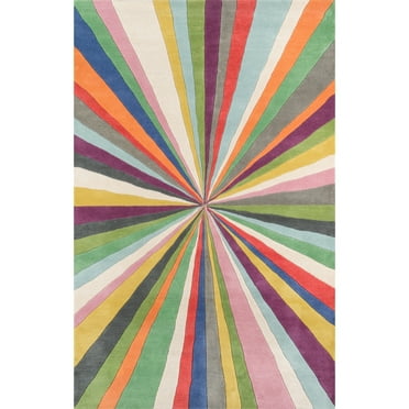 Momeni  Delhi Hand Tufted Wool Contemporary Striped Area Rug 5' x 8' 5' x 8' Indoor,Handmade N/A Rectangle