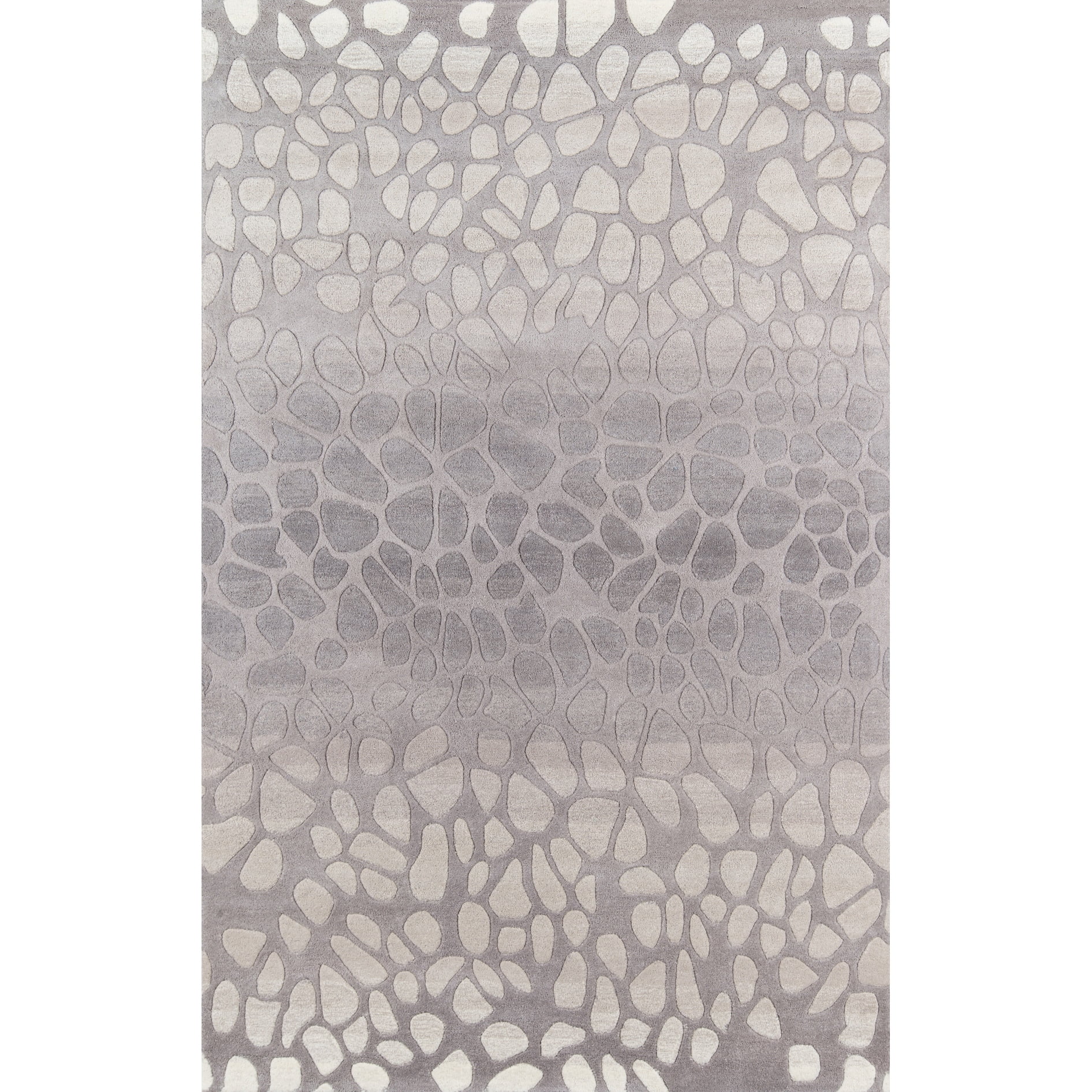 Hand-Tufted Silver Wool Rectangular Area Rug 5 ft x 8 ft