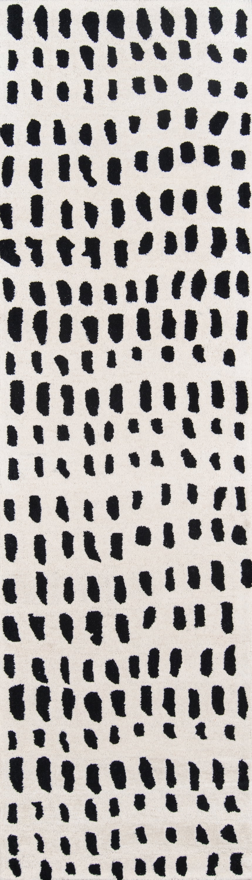 Ivory and Black Geometric Wool Runner Rug 2'3" x 8'