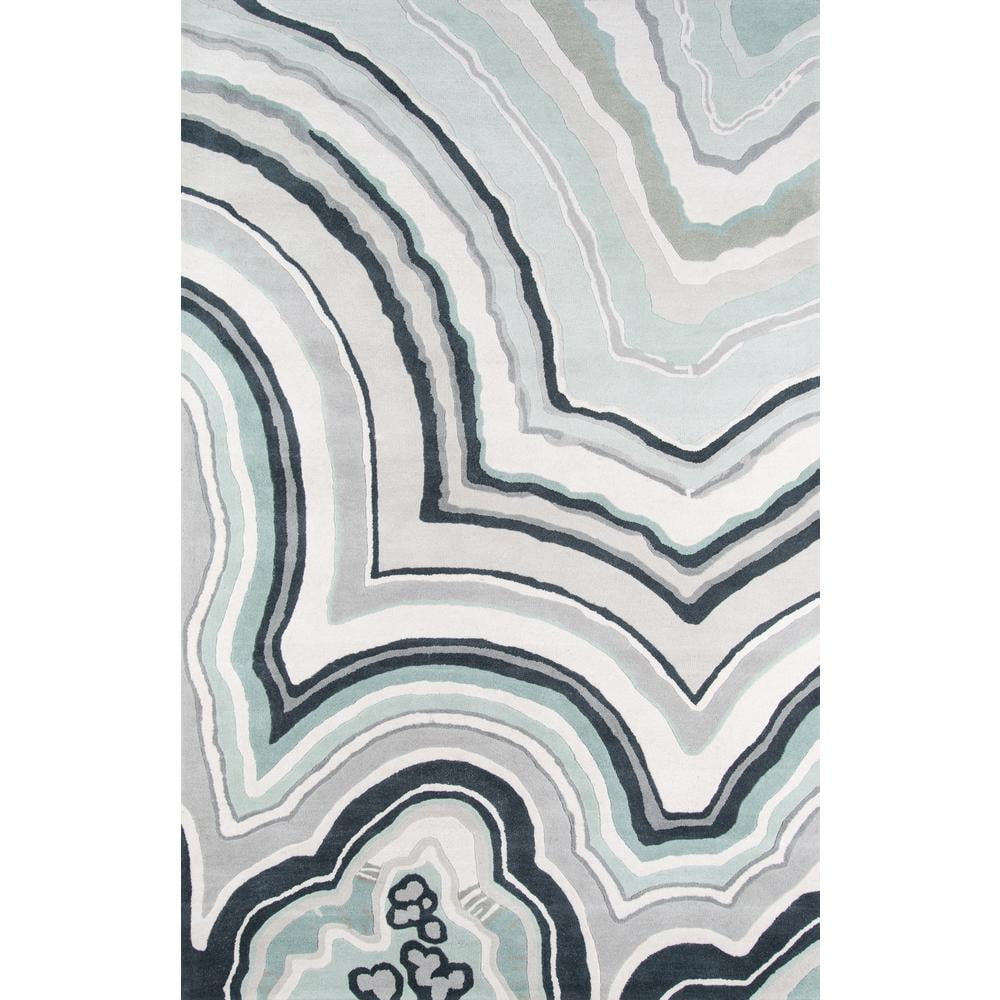 Handmade Hand-Tufted Wool Rectangular Area Rug in Blue, 5' x 8'