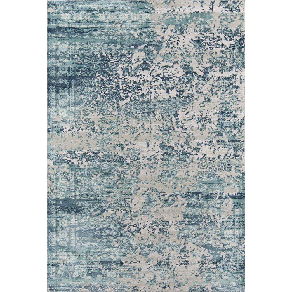 Genevieve Blue and Beige Synthetic Rectangular Area Rug