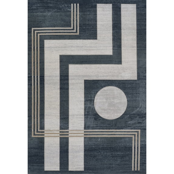 Momeni Edition Geometric Polyester Blue Area Rug 5'1" X 7'7"