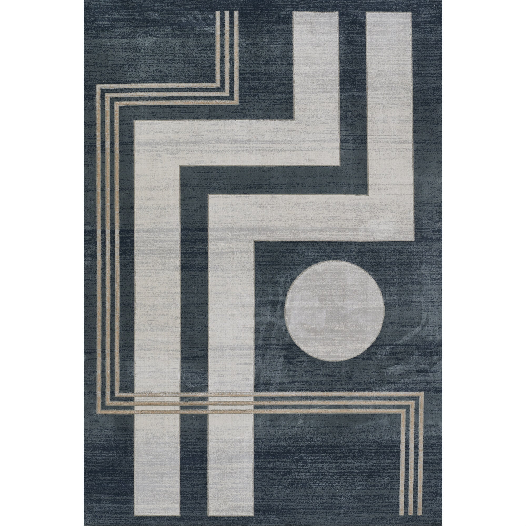 Edi-3 Blue Geometric Wool and Synthetic Rectangular Rug 7'9" x 9'10"