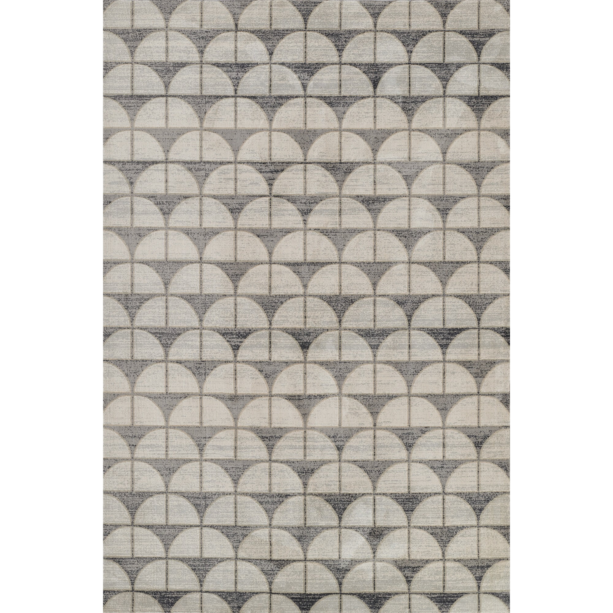 Charcoal Geometric Polyester Runner Rug, 2'2" x 7'7"