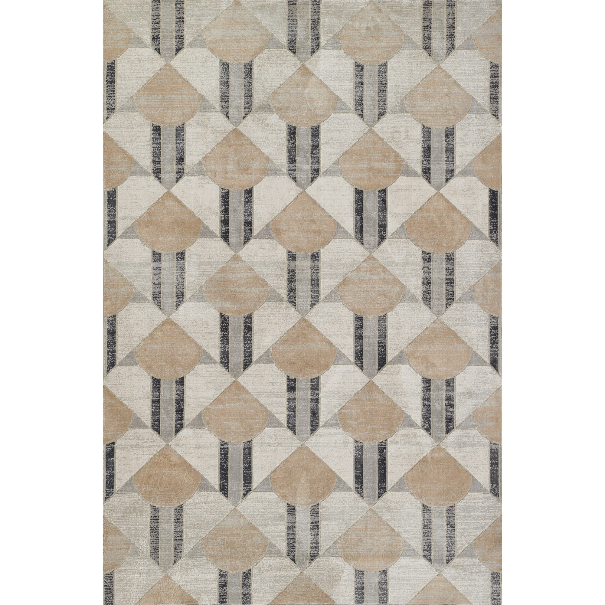 Charcoal Geometric Wool and Synthetic Rectangular Rug 5'1" x 7'7"