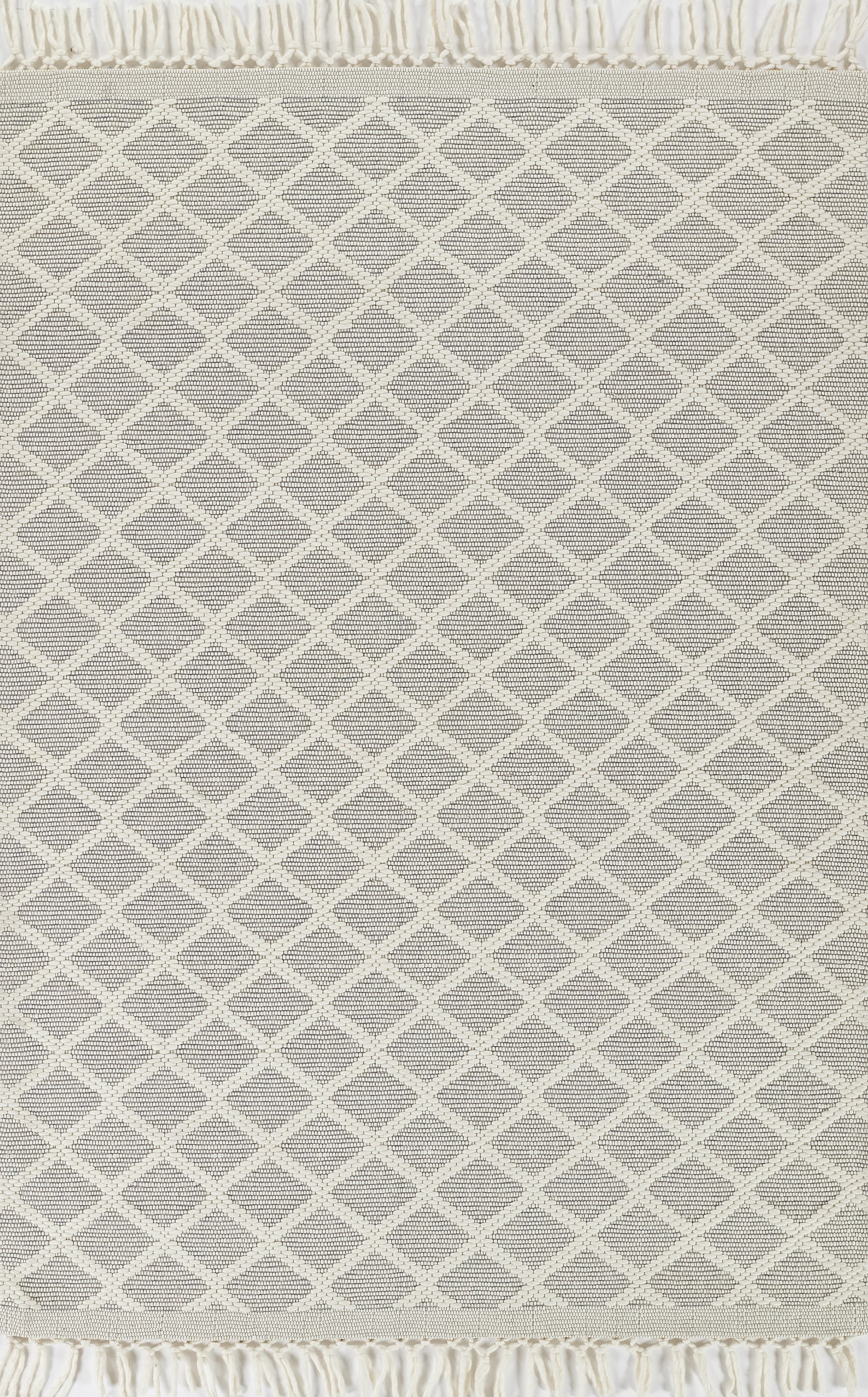 Ivory and Gray Geometric Wool Blend Medium Area Rug