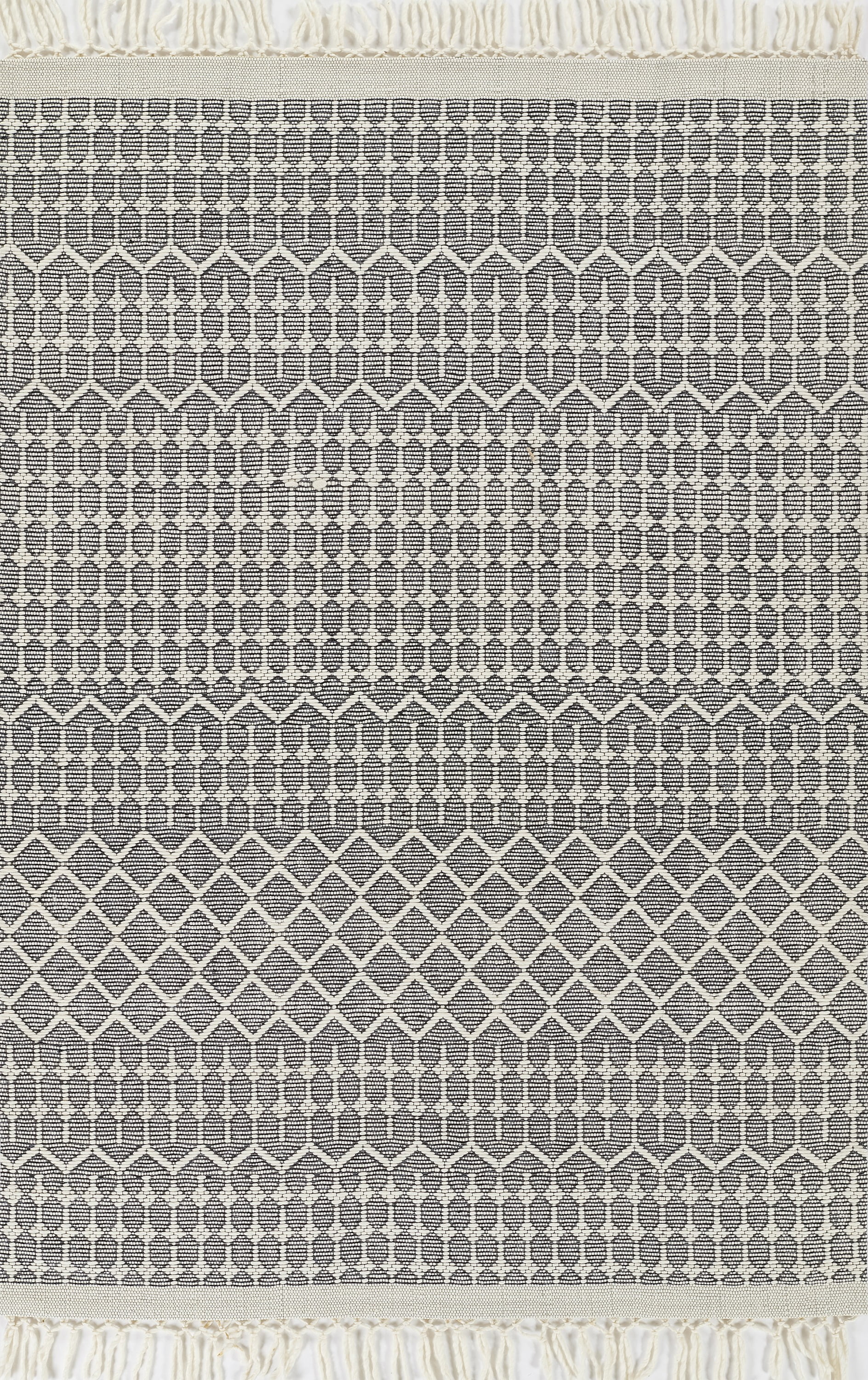 Handmade Black Geometric Wool and Synthetic Area Rug 5' x 8'