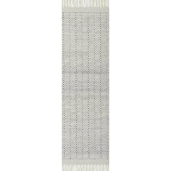 Momeni Ember Hand Woven New Zealand Wool Polyester Geometric Ivory Area Rug 2'3" X 8' Runner