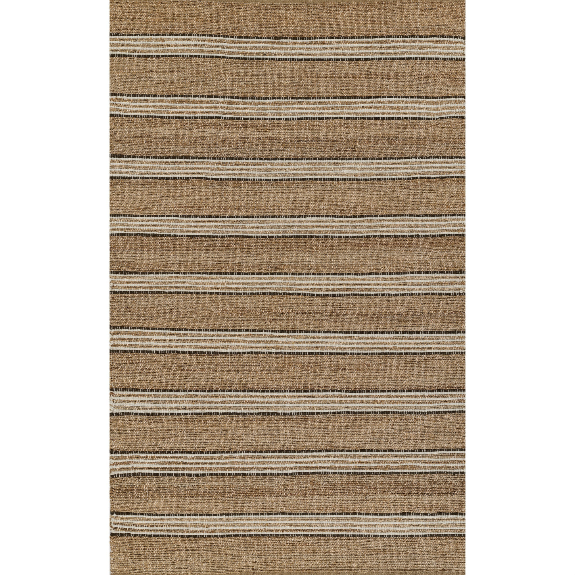 Brown Stripe 8' x 10' Wool Chenille Flat Woven Rug