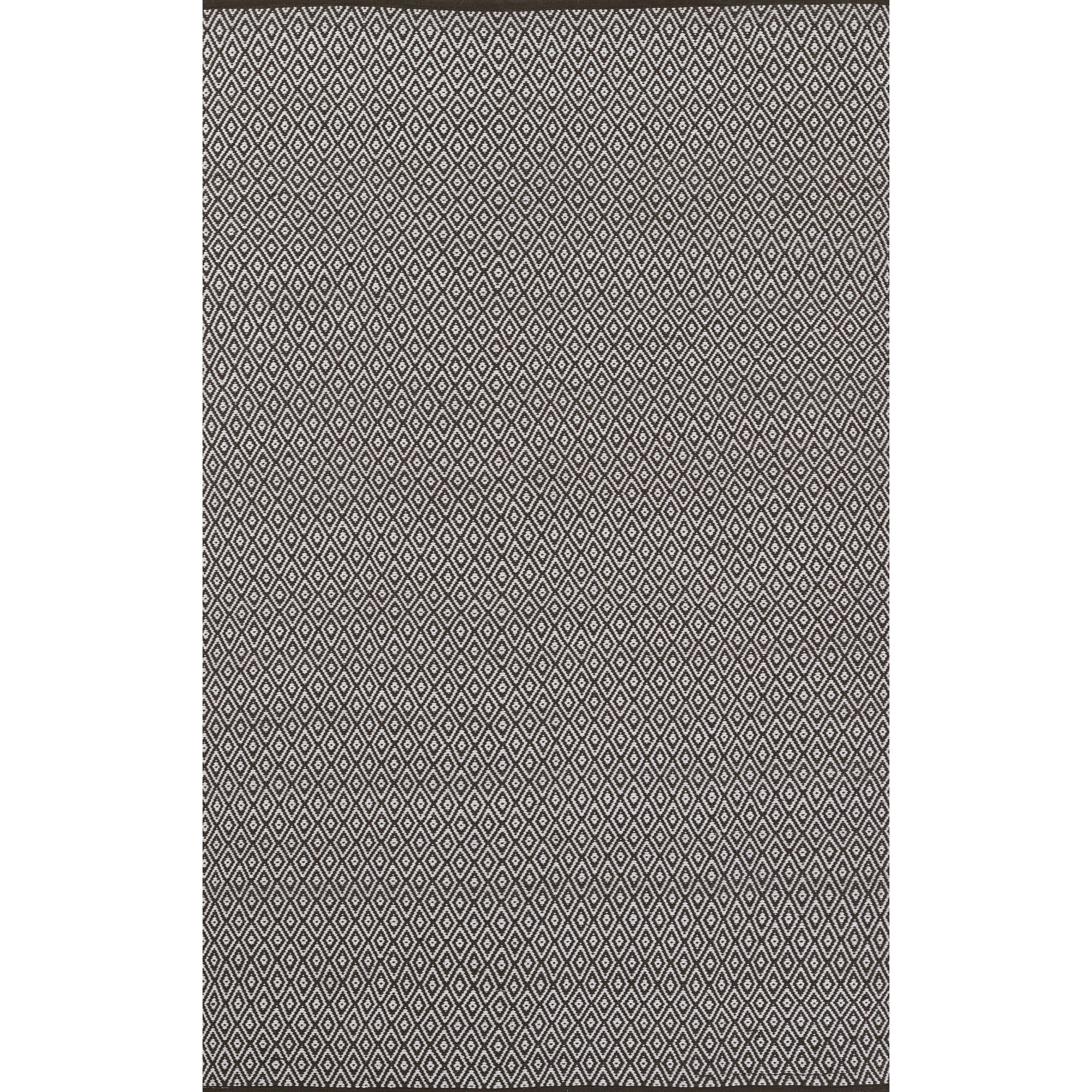 Brown and White Hand Woven Synthetic Diamond Pattern Rug