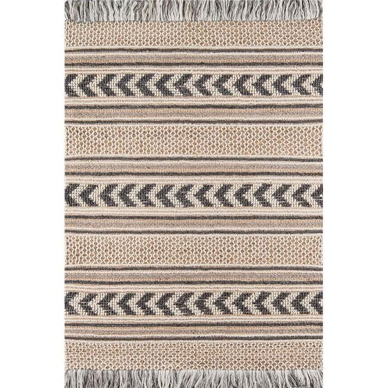 Esme Charcoal and Beige Geometric Wool Area Rug