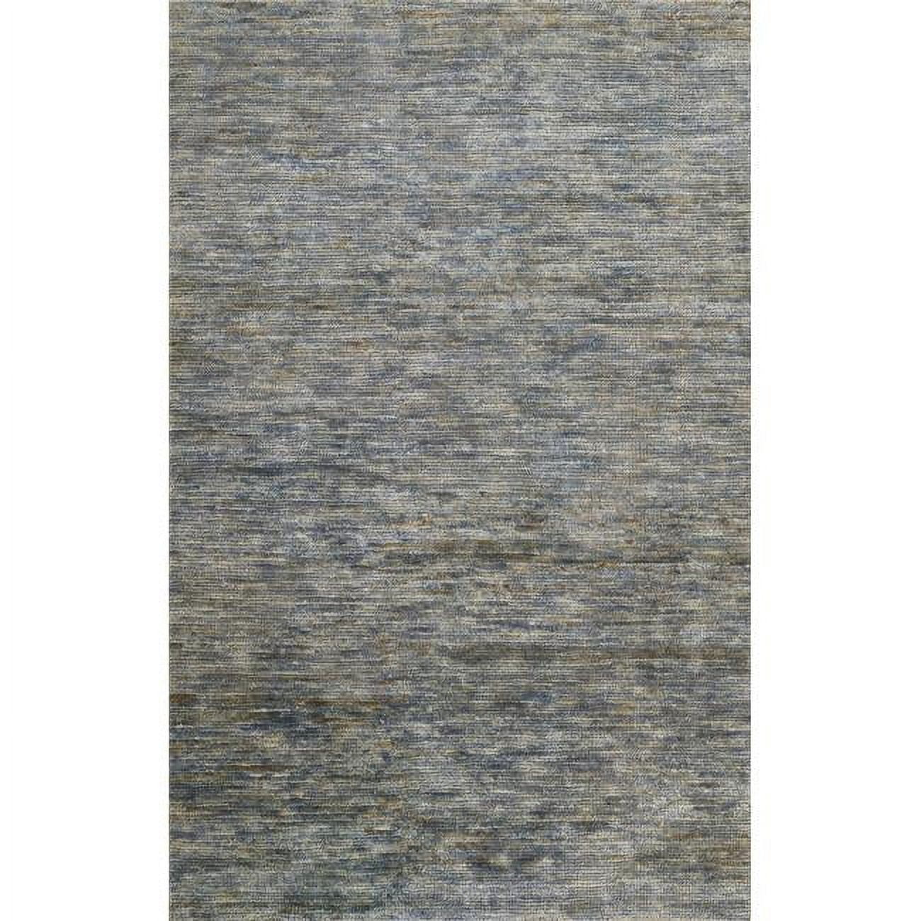 Abstract Blue Hand-Knotted Wool-Cotton Blend Rug 8' x 10'