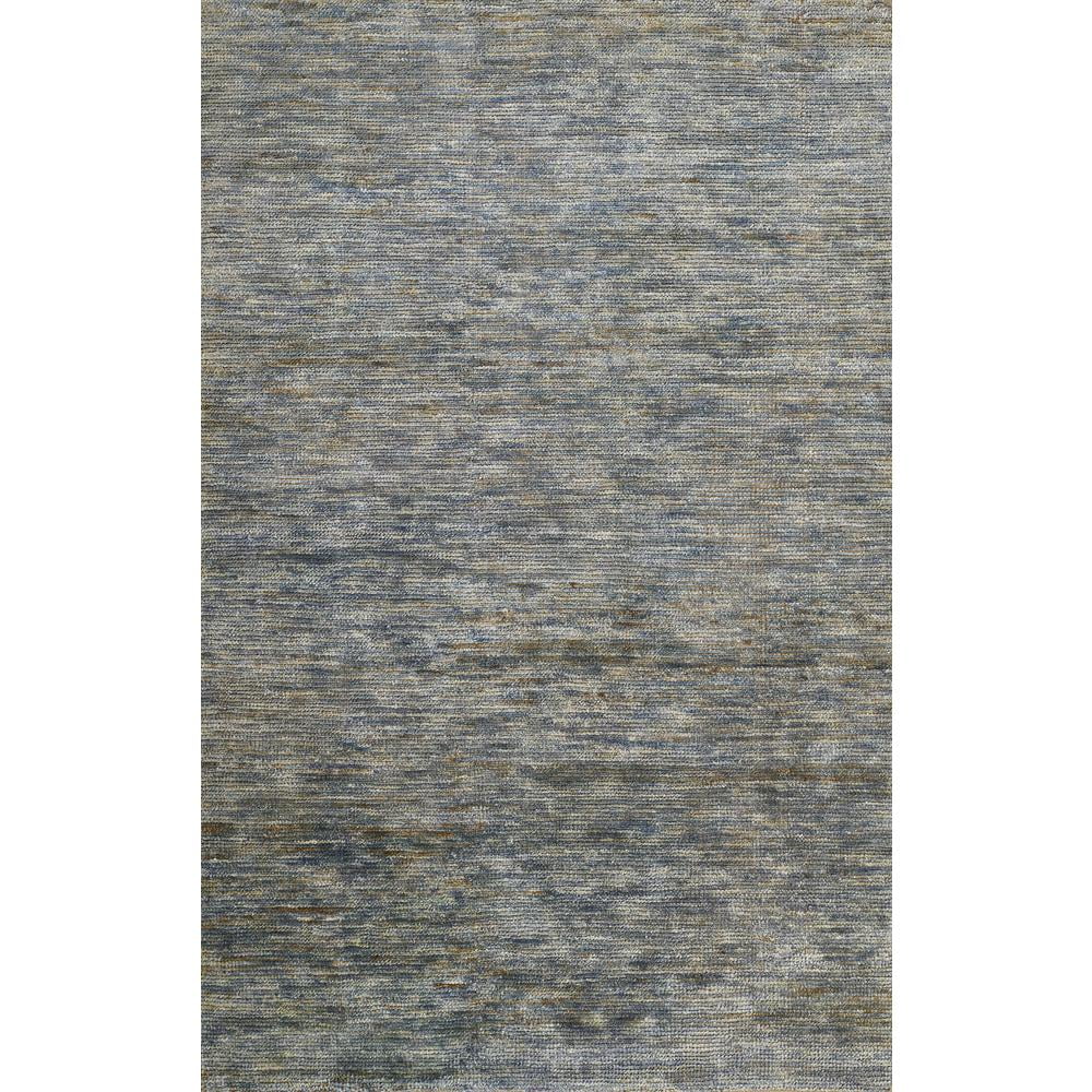 Abstract Blue Hand-Knotted Wool-Cotton Blend Rug 8' x 10'