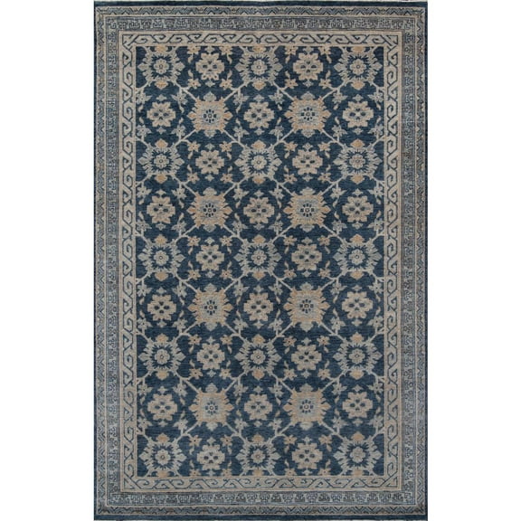 Momeni Banaras Hand Knotted Wool Blue Area Rug 8'6" X 11'6"