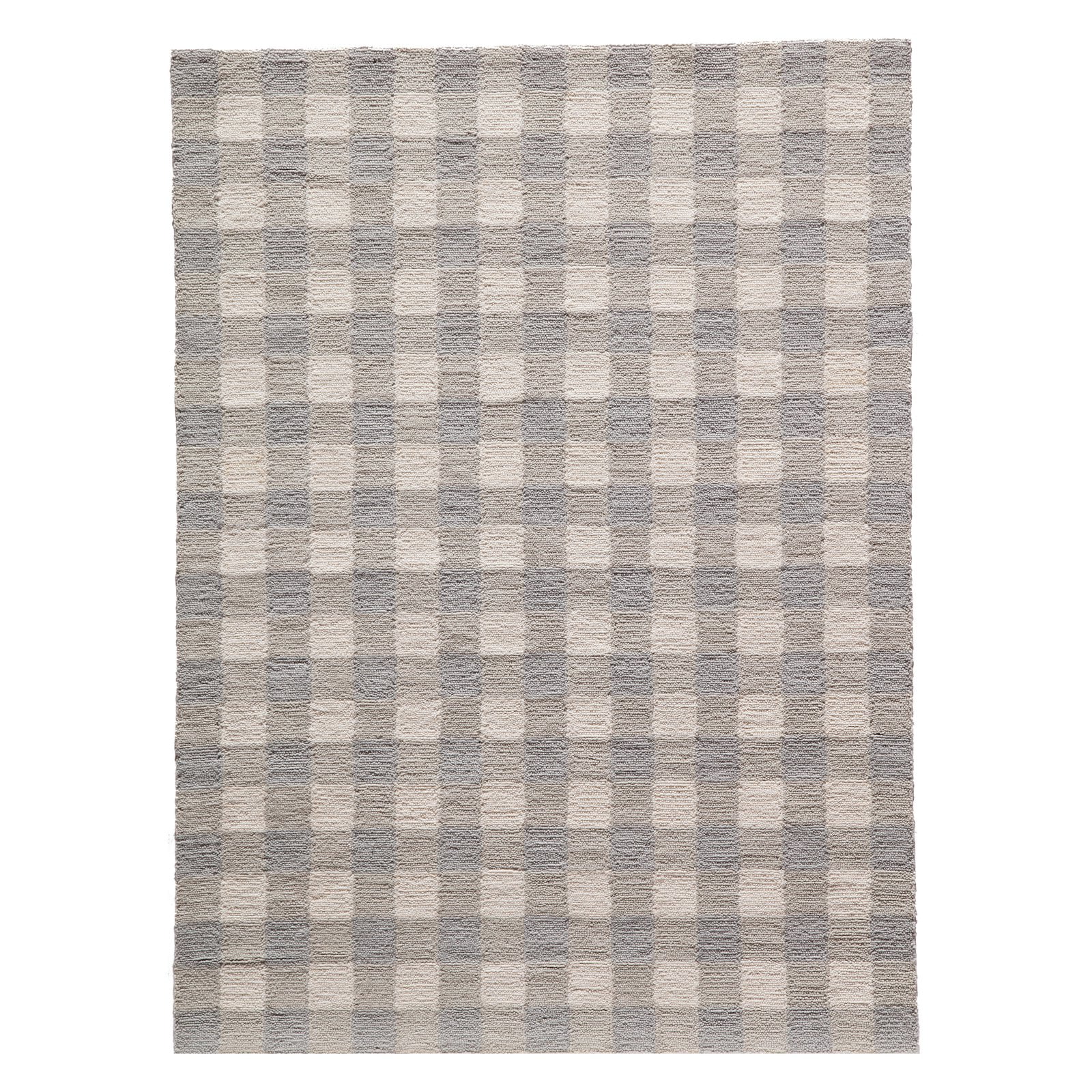 Gray and Beige Tufted Floral Synthetic Runner Rug