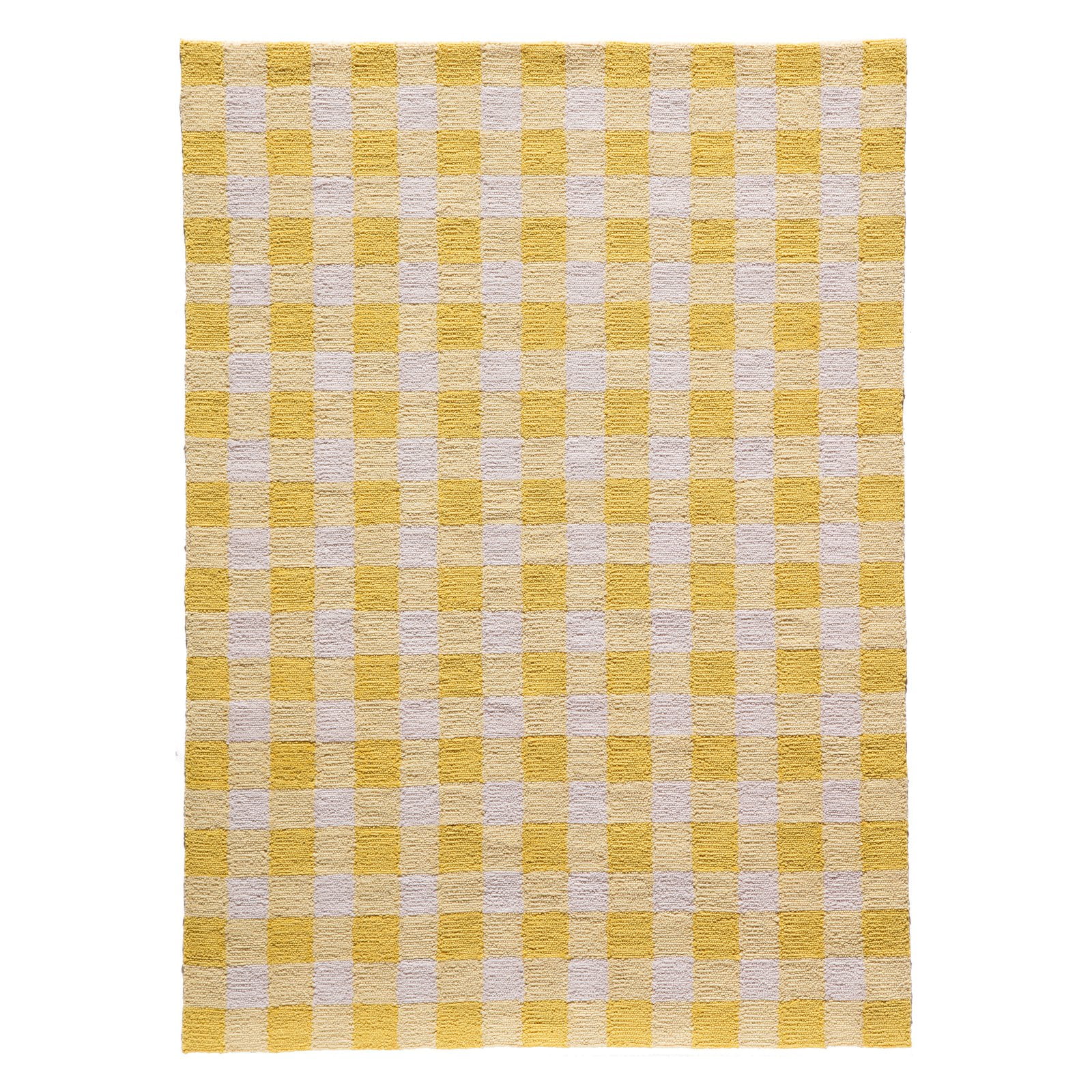 Vibrant Yellow Geometric Hand-Hooked Rectangular Rug