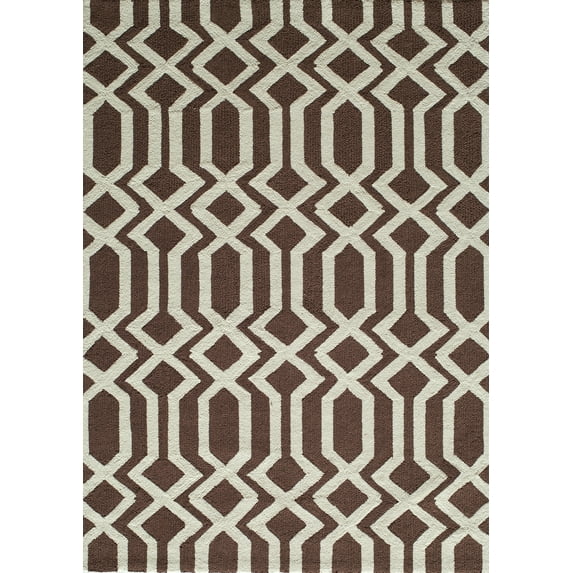 Momeni Geo Hand Hooked Polyester Brown Area Rug 7'6" X 9'6"