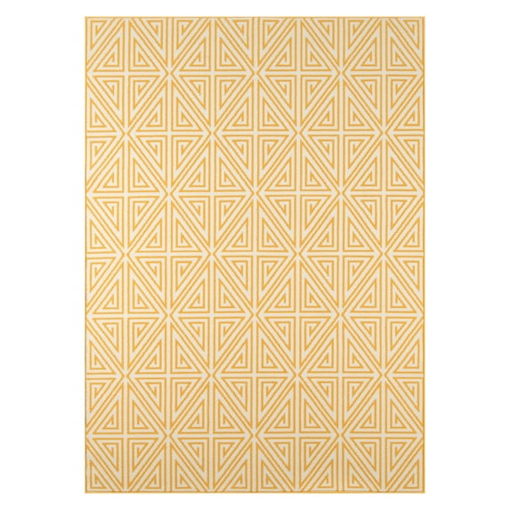 Momeni Geometric & Abstract Modern/Contemporary Area Rugs , Yellow/White, 27" X 54"