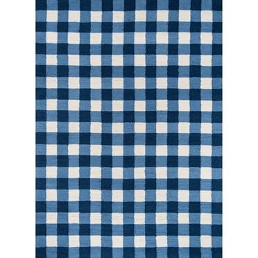 Momeni  Geo Polyester Contemporary Geometric Area Rug Blue 5' x 7' 5' x 8' Indoor,Handmade Living Room,Bedroom,Dining Room Rectangle