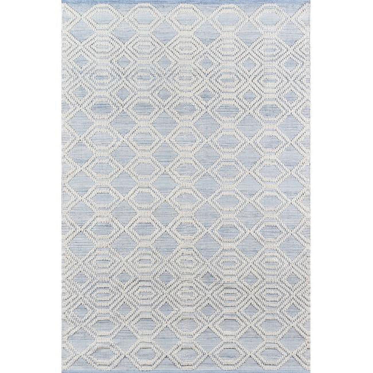 Elliptical Elegance Light Blue Geometric Hand-Tufted Area Rug