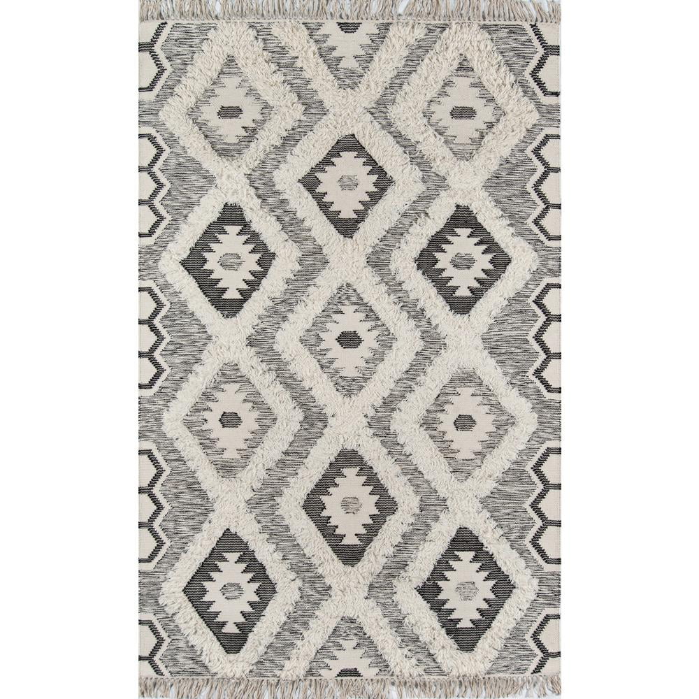 Handmade Gray Geometric Wool Rectangular Area Rug