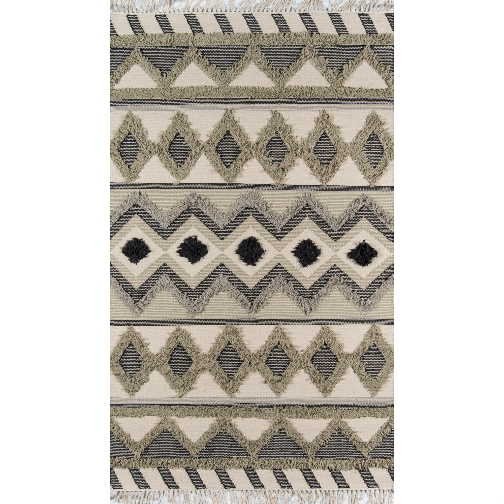 Handmade Blue and Gray Geometric Wool Area Rug