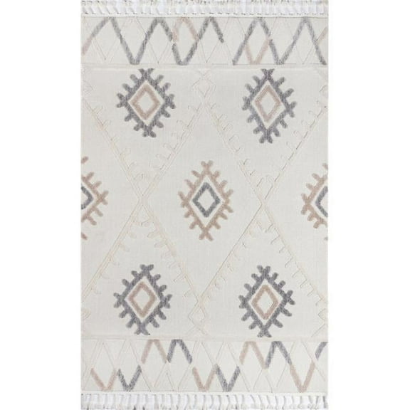 Momeni Odessa Machine Made Polyester Ivory Area Rug 5'3" X 7'6"