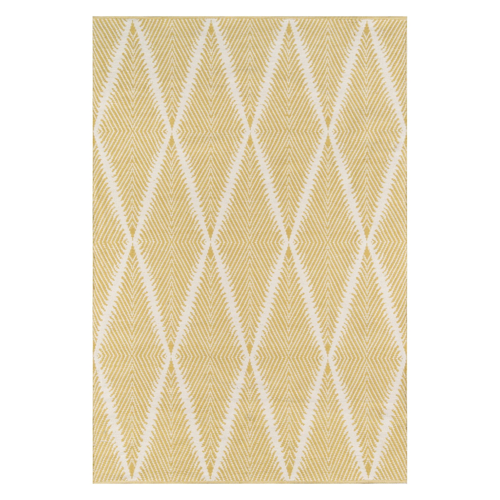 Citron Yellow Diamond Pattern Synthetic Area Rug 5' x 7'