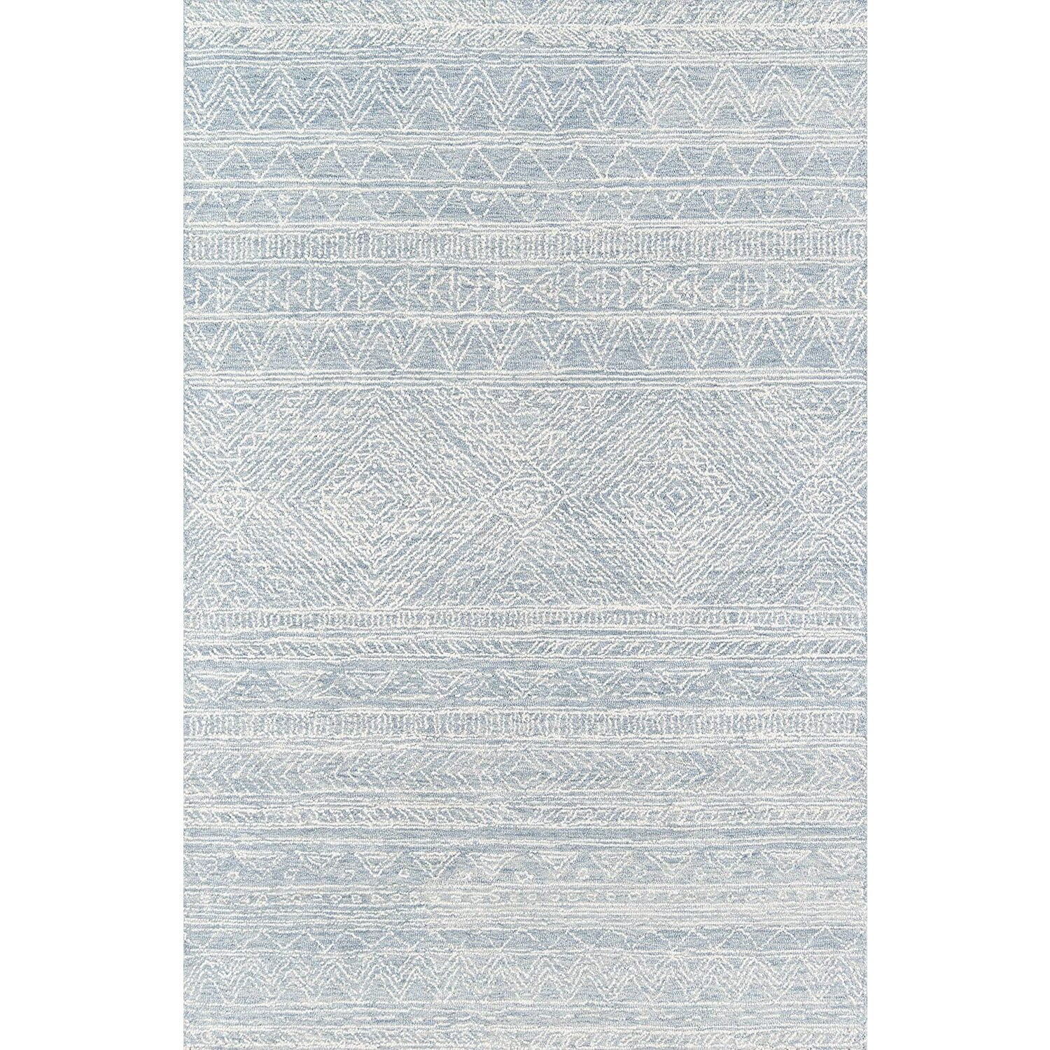 Handmade Mallorca Blue Wool 9' x 12' Geometric Area Rug
