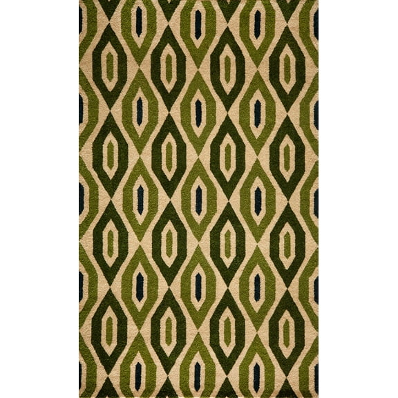 Momeni Habitat Wool Hand Tufted Green Area Rug 5' X 8'