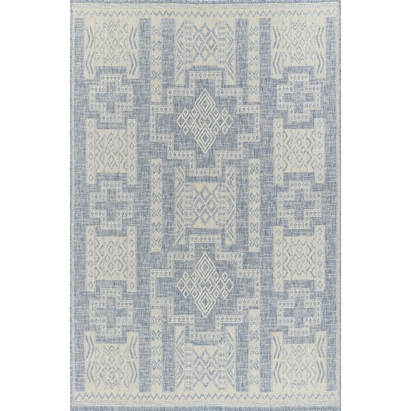 Momeni Hampton Geometric Blue Indoor Outdoor Rug 2' X 3'