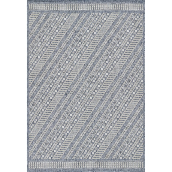 Momeni Hampton Geometric Blue Indoor Outdoor Rug 3'3" X 5'