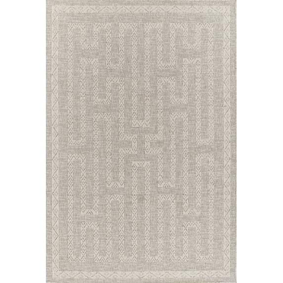 Momeni Hampton Geometric Grey Indoor Outdoor Rug 6'6" X 9'