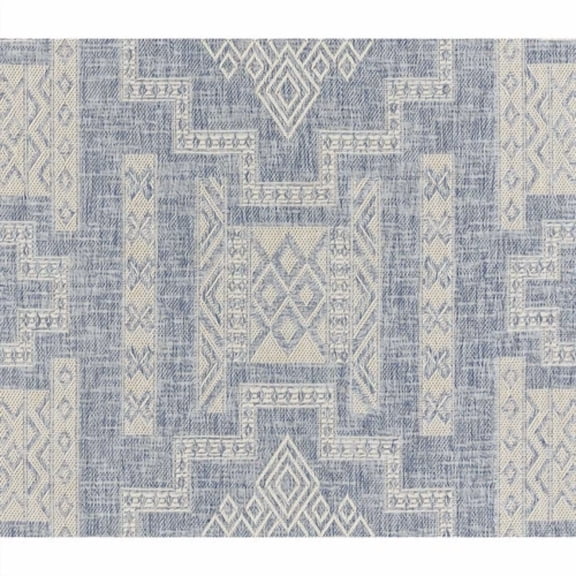 Momeni Hampton Geometric Indoor/ Outdoor Area Rug Blue 4'1" X 6'