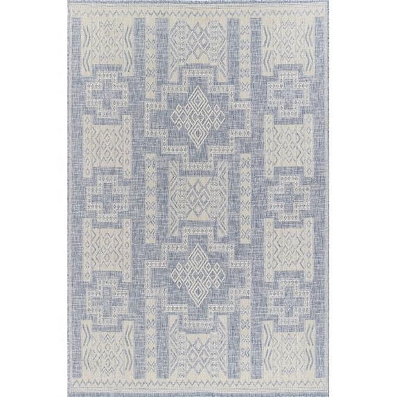 Momeni Hampton Geometric Blue Indoor Outdoor Rug 9' X 12'