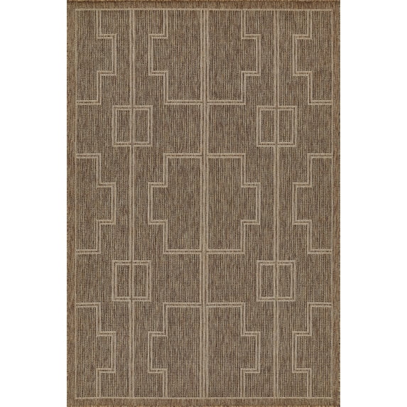 Momeni Hampton Geometric Natural Indoor Outdoor Rug 4'1" X 6'