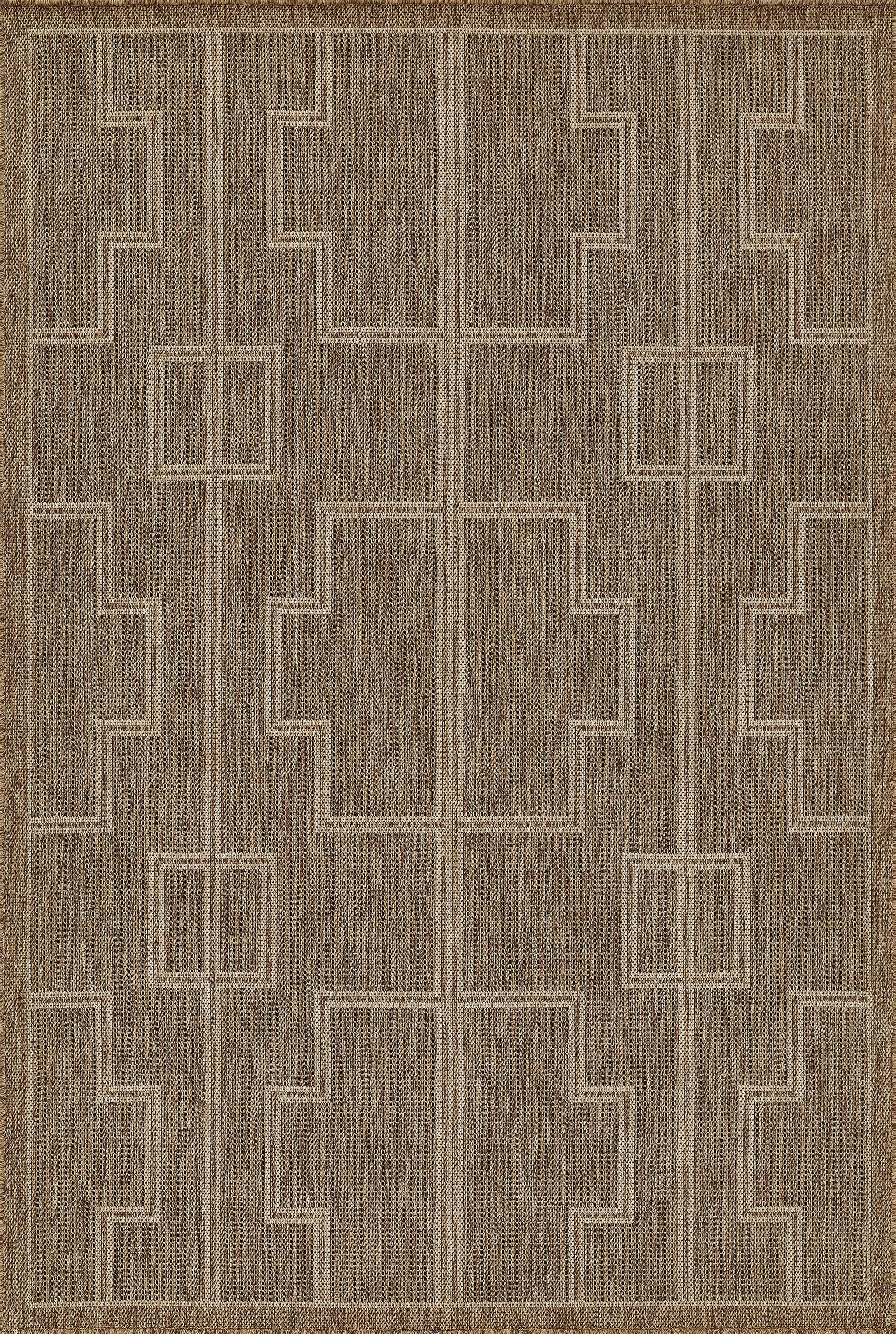 Hampton Natural Brown Geometric Indoor/Outdoor Area Rug 5' x 7'