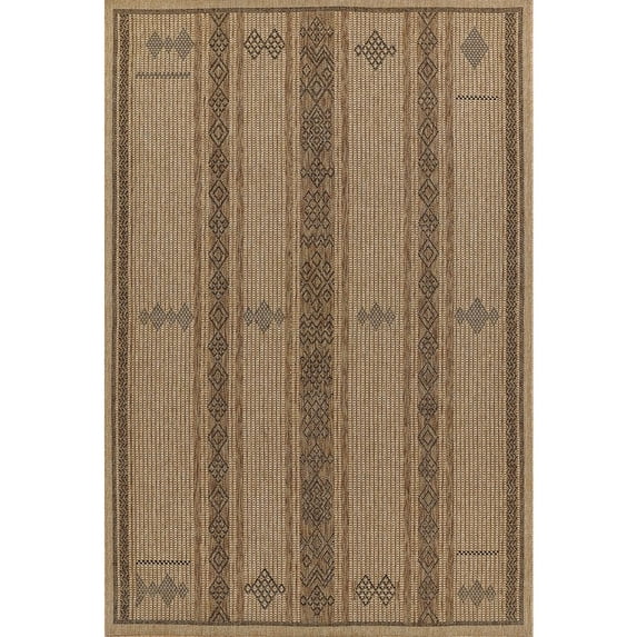 Momeni Hampton Geometric Natural Indoor Outdoor Rug 6'6" X 9'